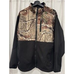 TAG SAFARI OUTDOOR Men's BLACK REALTREE CAMO Zip FLEECE LINED Softshell Jacket M